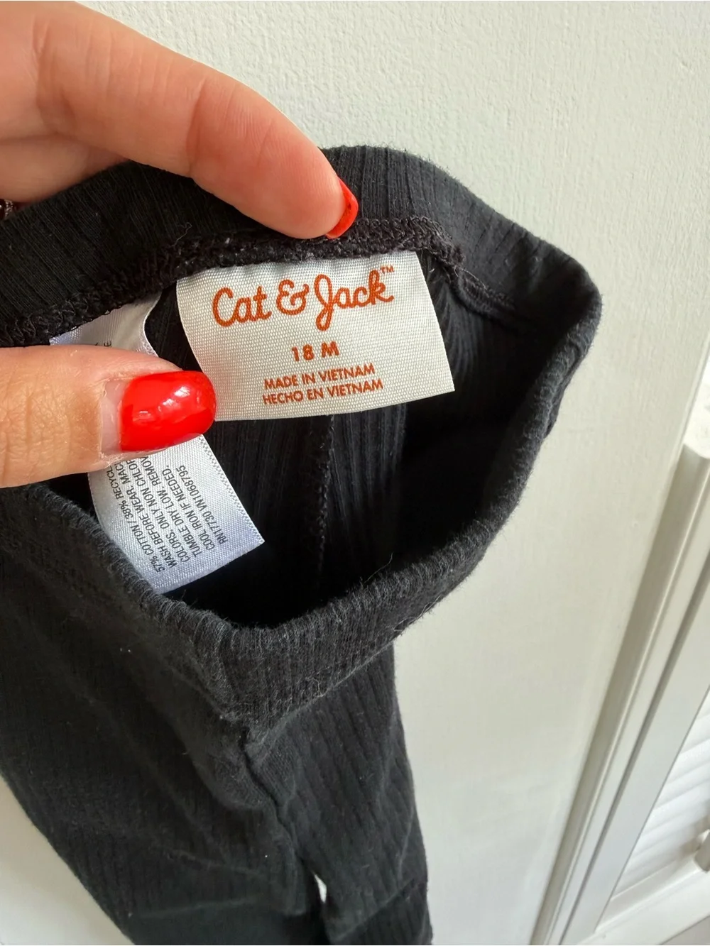 Cat & Jack Black Flair Ribbed Pant and Black Leggings Bundle 18M